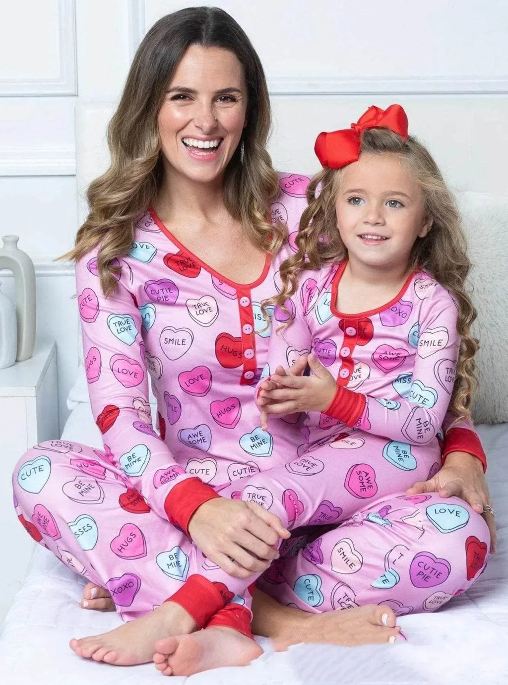 Valentine's Day Parent-child Pajamas | Heart Print Set - ZA-Zola