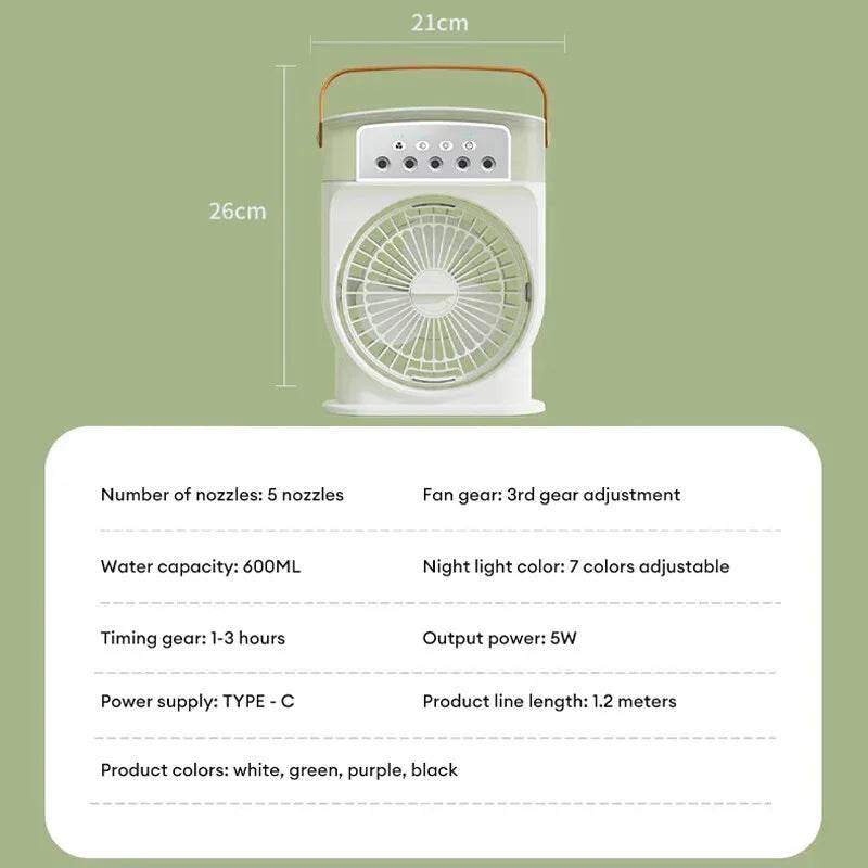 Portable USB Air Conditioner with 7 LED Lights & Mist - ZA-Zola