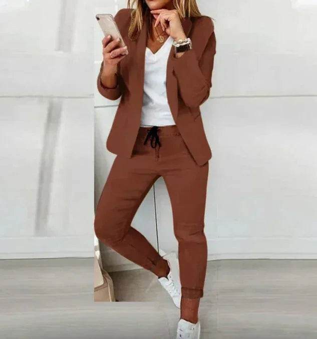 Lapel Collar Office Trousers Suit for Women - ZA-Zola