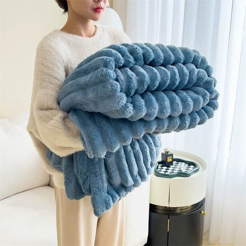 Soft Warm Blanket | Faux Rabbit Fur Double-Sided Throw - ZA-Zola