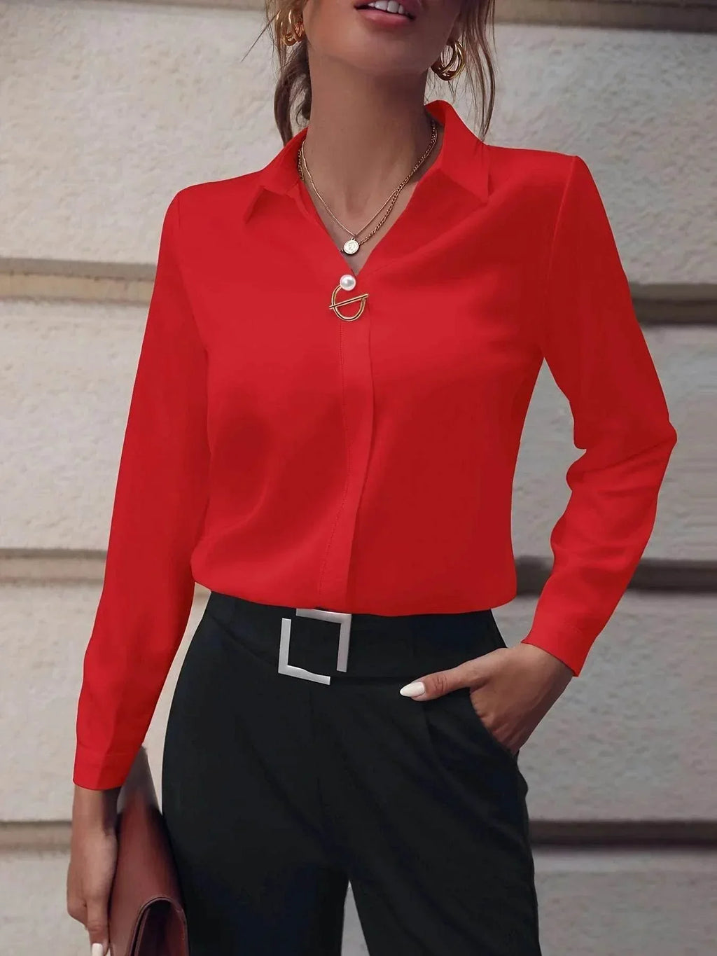 Commuter Solid Color Shirt – Elegant & Versatile Fit - ZA-Zola