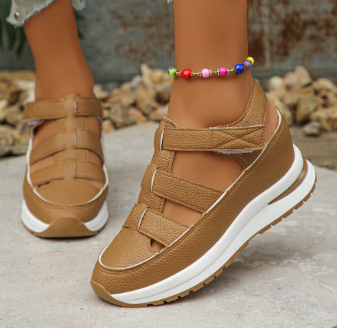 Women’s Closed Toe Hollow Wedge Breathable Summer Shoes