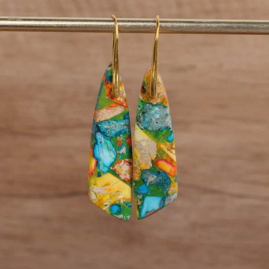 Geometric Flower Shape Pendant Earrings - ZA-Zola