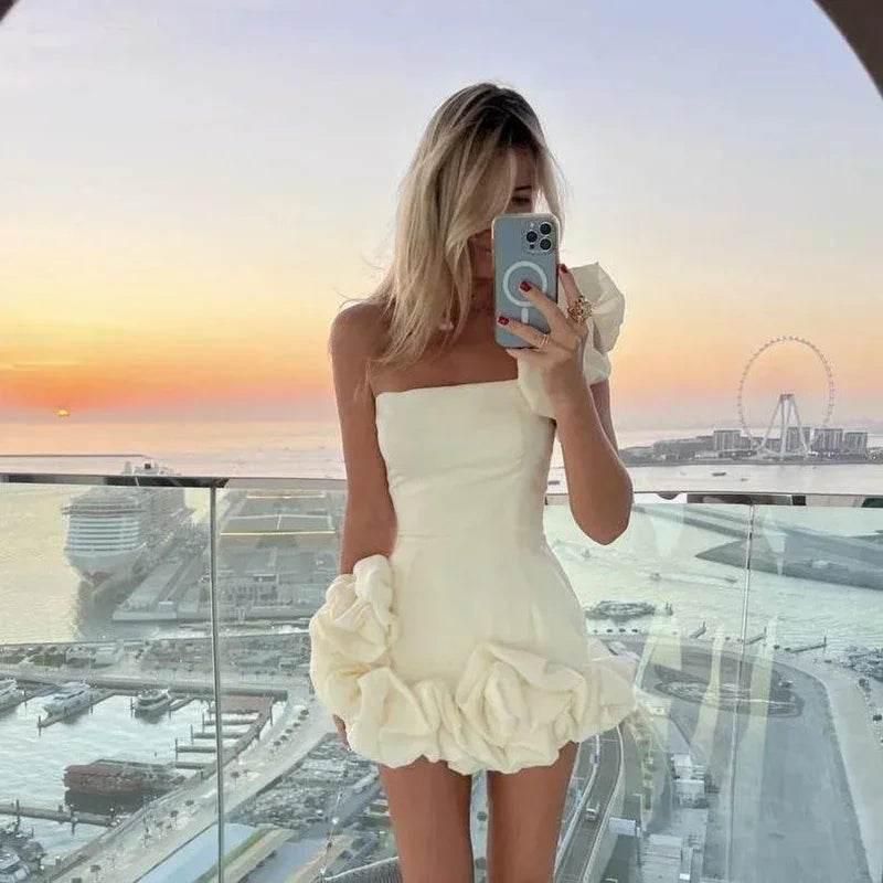 One‑Shoulder Ruffle Mini Dress for Party Nights - ZA-Zola