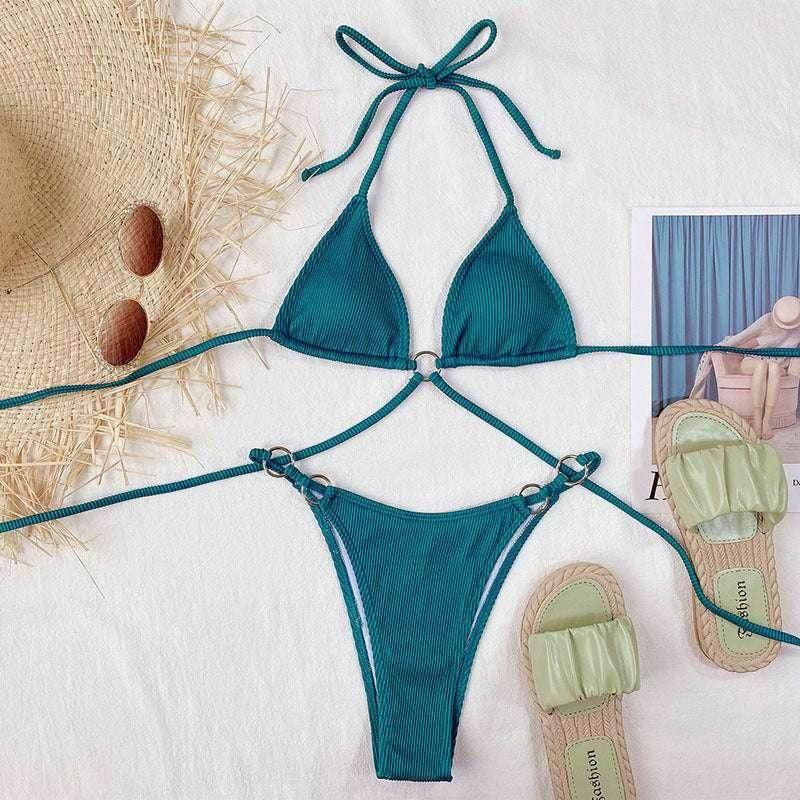 Sexy Green Beach Bikini – Solid Color Swim Set - ZA-Zola
