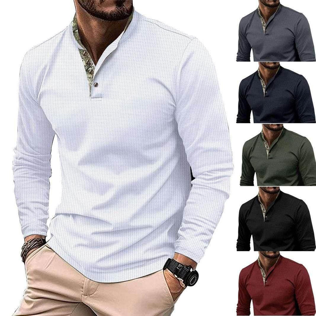 Men's Double Layer Lapel Polo Shirt - Fashion Waffle - ZA-Zola
