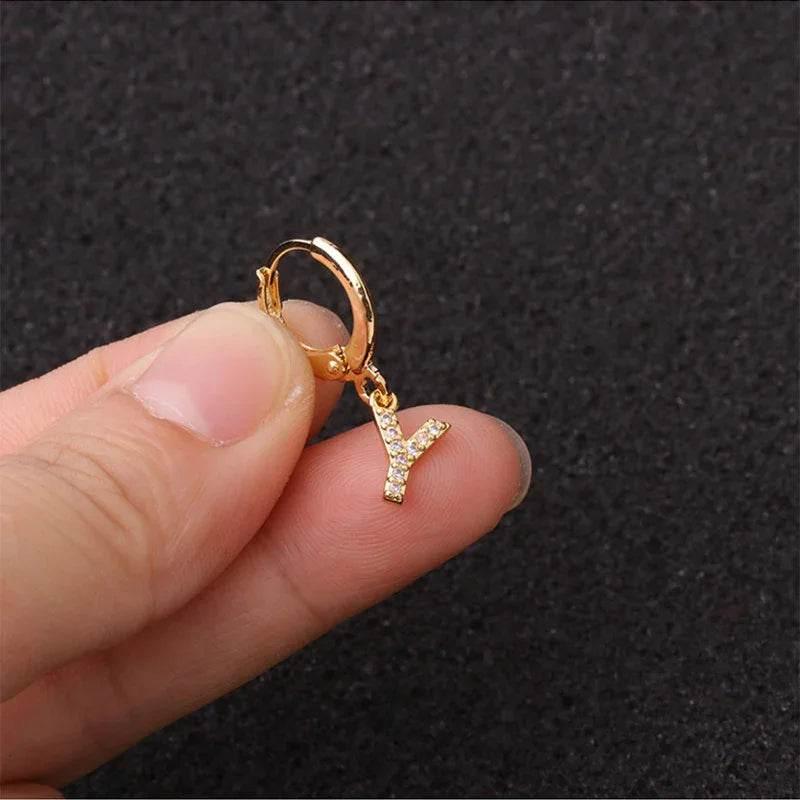Women's Zircon Letter Earrings – Stylish Gold Jewelry - ZA-Zola