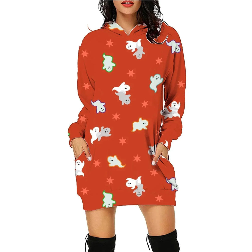 Halloween Print Hoodie Dress | ZA-Zola Women’s - ZA-Zola