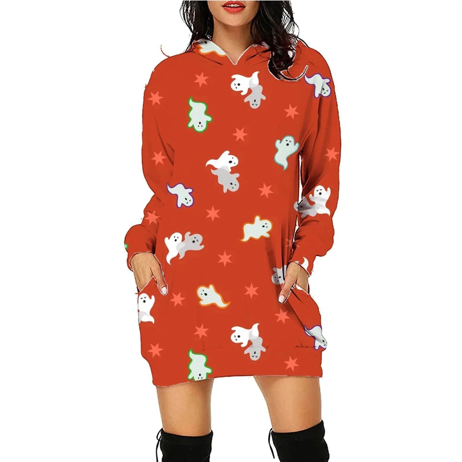 Halloween Print Hoodie Dress | ZA-Zola Women’s - ZA-Zola