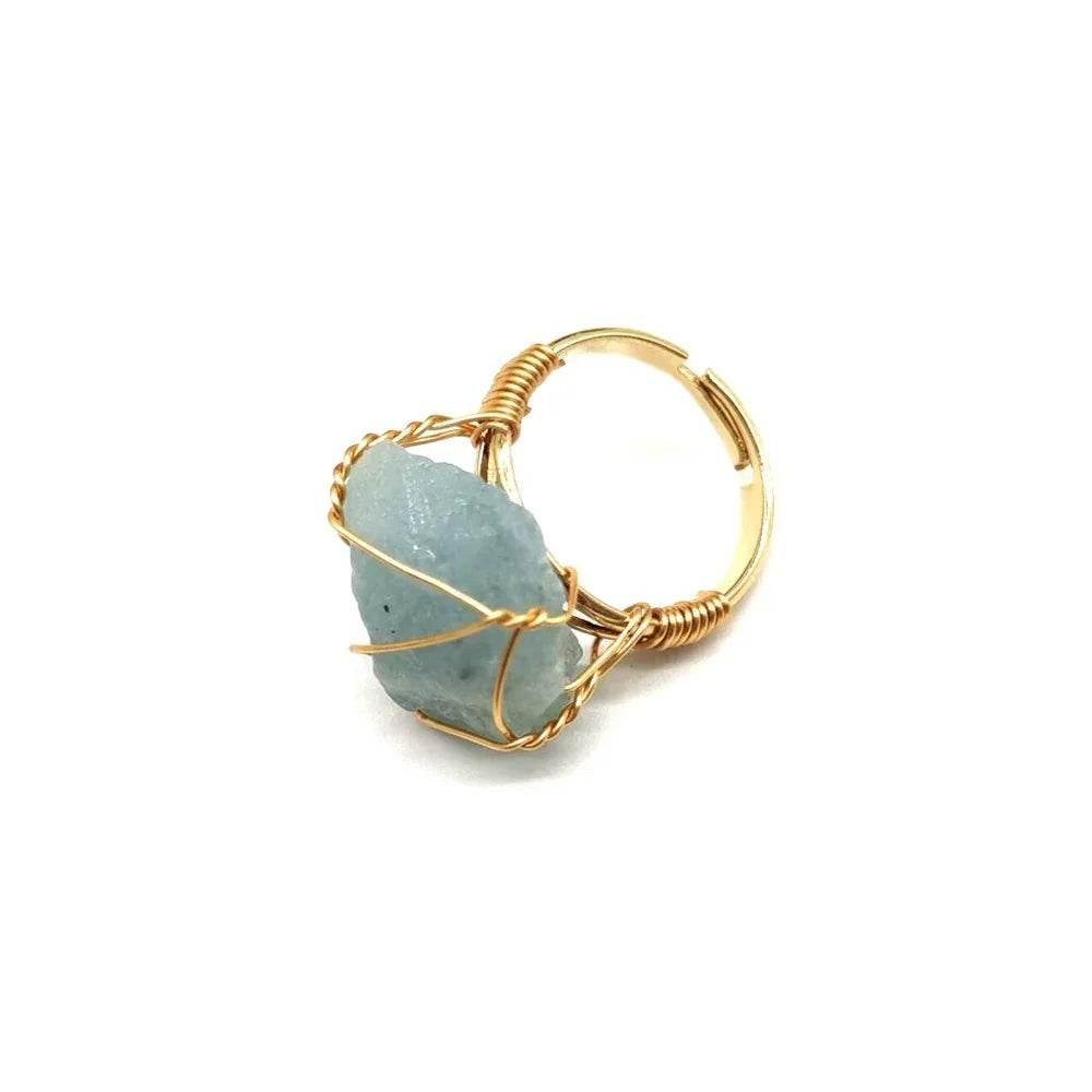 Adjustable Rough Stone Agate Ring – Handmade Style - ZA-Zola