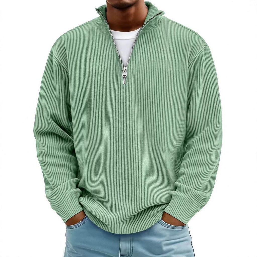 Corduroy Zipper Stand Collar Sweatshirt for Men – Casual Warm Top - ZA-Zola
