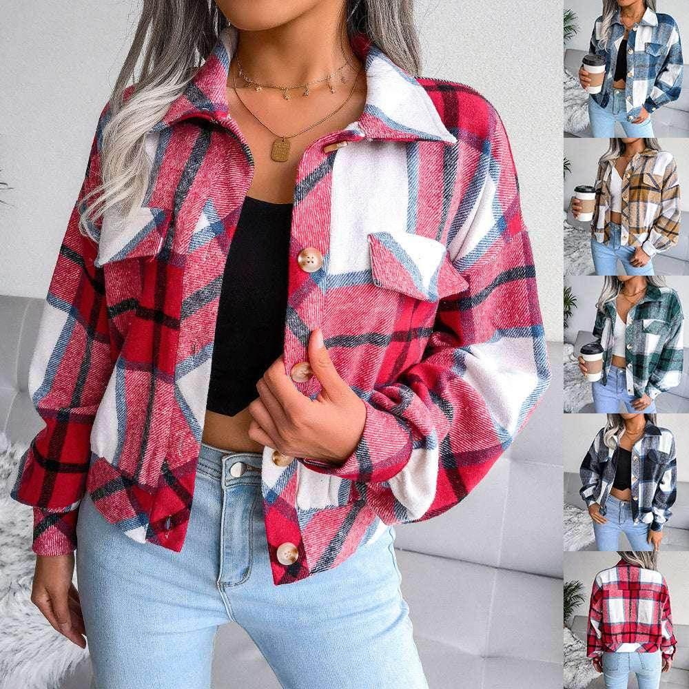Plaid Lapel Cropped Jacket – Shop Now! - ZA-Zola