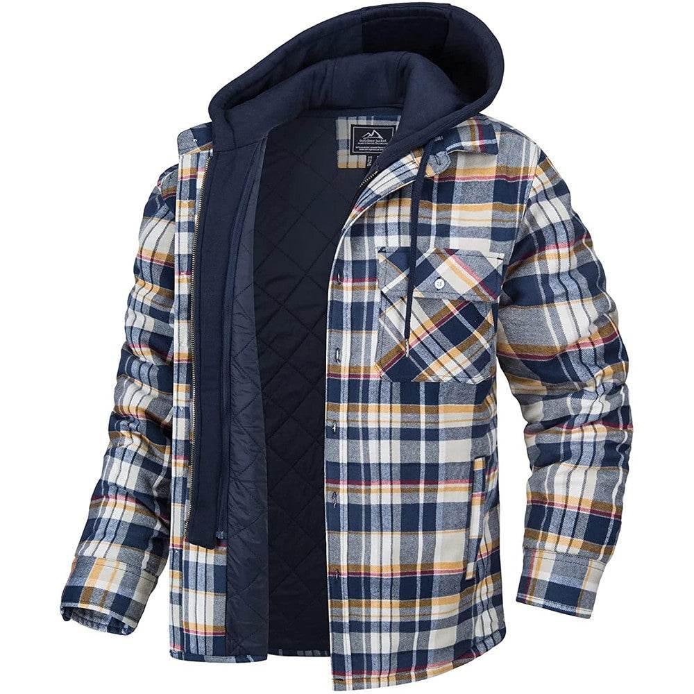Fashion Casual Men's Plaid Hooded Coat | Winter Warm Outerwear - ZA-Zola