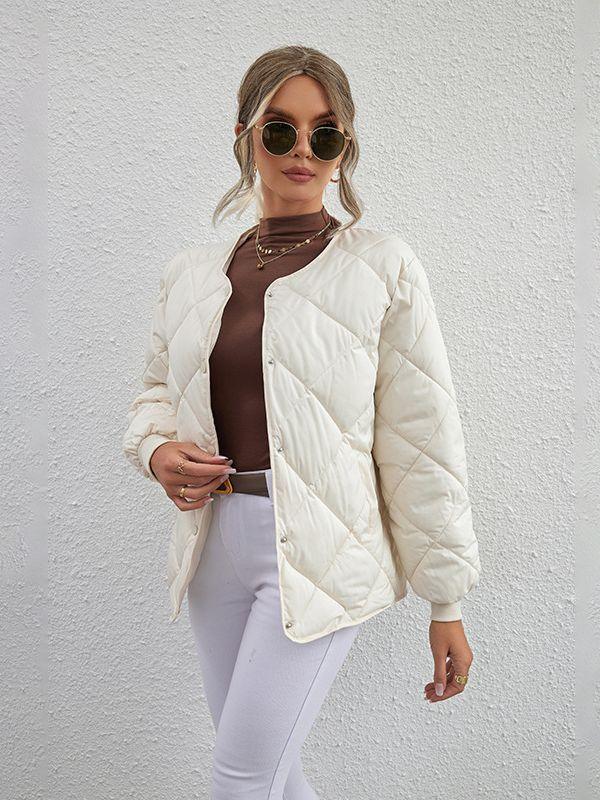 Diamond Check Casual Coat for Women – Stylish Winter Jacket - ZA-Zola