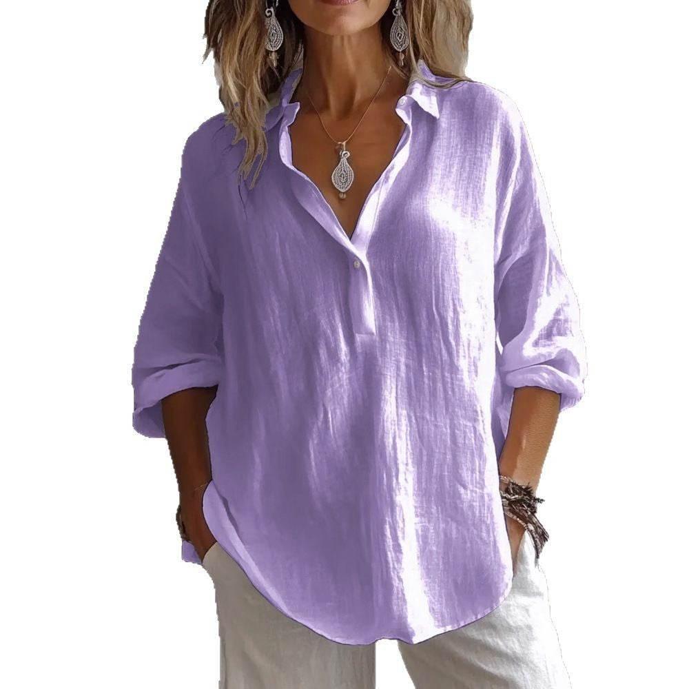 Lapel Pullover Shirt – Women’s Long Sleeve - ZA-Zola
