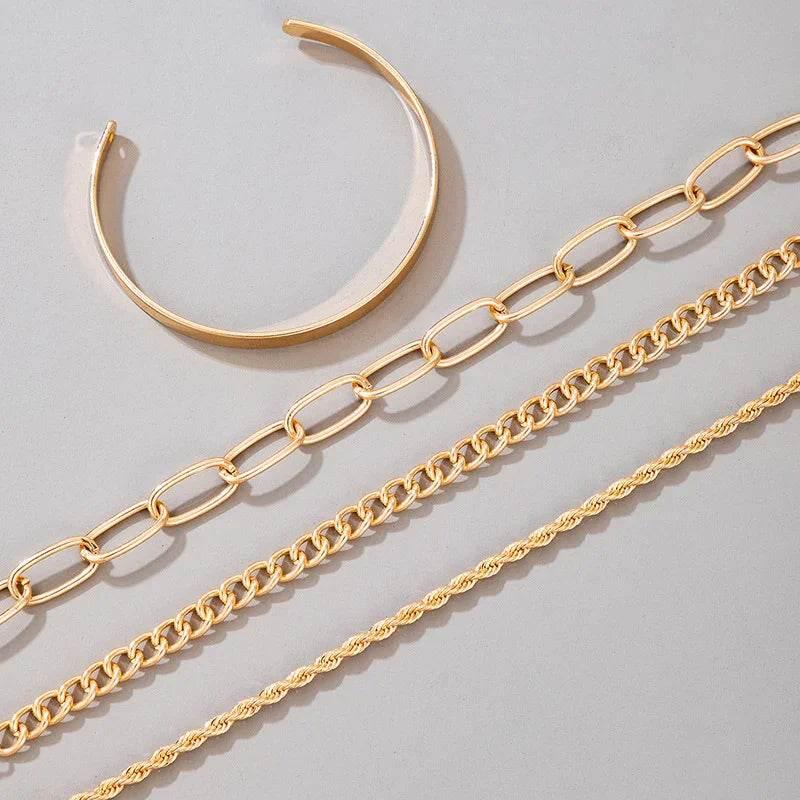 Gold Thick Chain Bracelet Set | Bold & Minimalist Jewelry - ZA-Zola