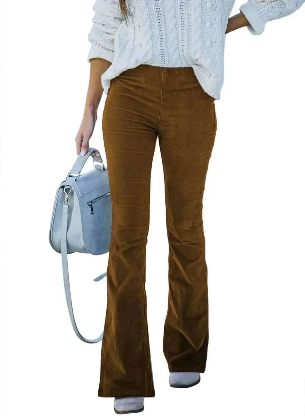 High Waist Corduroy Flared Pants – Slim Fit - ZA-Zola